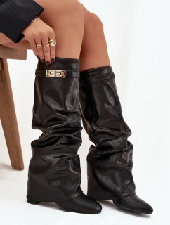 Dámske členkové topánky Glorine so stĺpcovým podpätkom - čierne