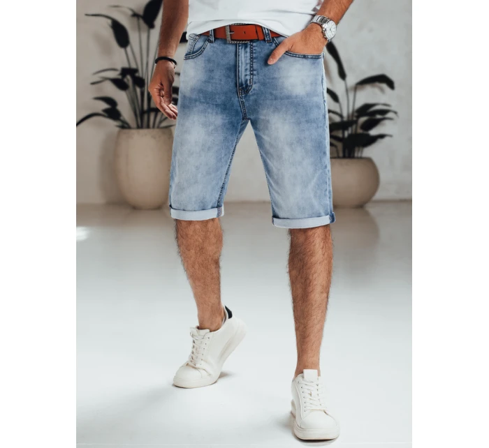 Pánske modré džínsové šortky s opaskom FashionStreet SX2564