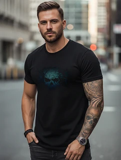 Tshirt męski z nadrukiem czarny model 22136438 - FashionStreet