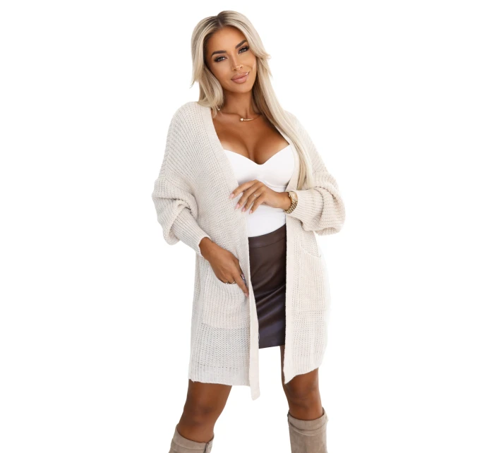 625-1 Cardigan - kardigán s vreckami - béžový 625-1 Cardigan - kardigán s vreckami - béžový