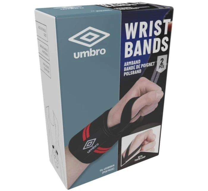 ELASTICKÝ NÁRAMOK NA ZÁPÄSTIE SADA 2 KS UMBRO ČERVENÁ