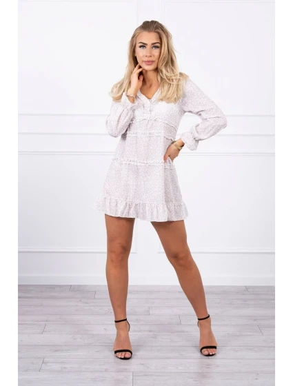 Šaty s ozdobnými volánky béžové Šaty s ozdobnými volánky béžové