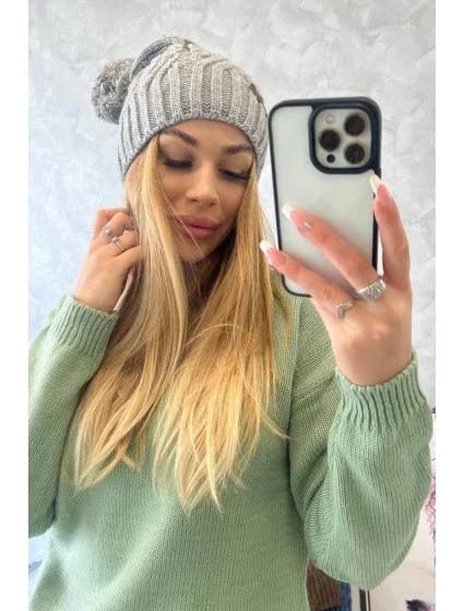 Fleecová čepice Paulina model 18750179 šedá - K-Fashion Fleecová čepice Paulina model 18750179 šedá - K-Fashion