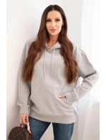 Dámská mikina s kapucí a klokaní kapsou bavlněná šedá