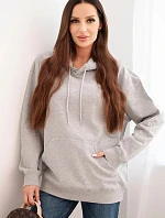 Dámska mikina s kapucňou a klokaním vreckom bavlnená sivá