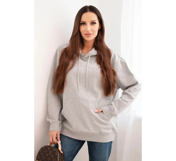 Dámská mikina s kapucí a klokaní kapsou bavlněná šedá