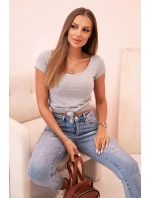 Dámska klasická bavlnená blúzka s krátkymi rukávmi modrá