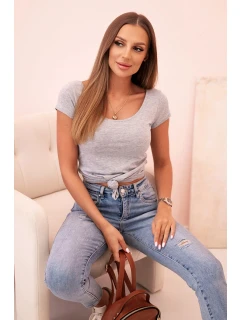 Dámska klasická bavlnená blúzka s krátkymi rukávmi modrá