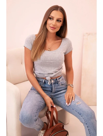 Dámska klasická bavlnená blúzka s krátkymi rukávmi modrá