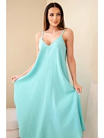 Mušelínové šaty bez ramienok mätová