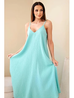 Mušelínové šaty bez ramienok mätová