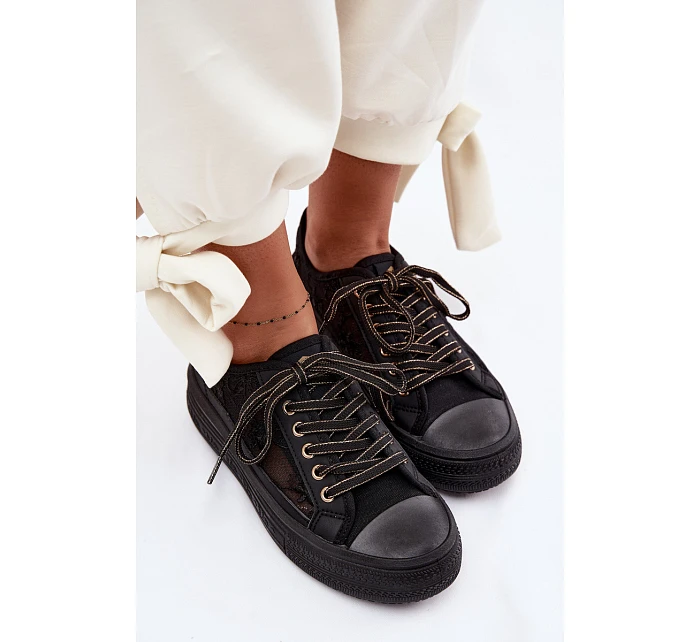 Dámské tenisky s krajkou na platformě model 22095265 Černé - Lee Cooper