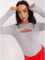 Sweter PM SW model 18959501 jasny szary - FPrice Sweter PM SW model 18959501 jasny szary - FPrice