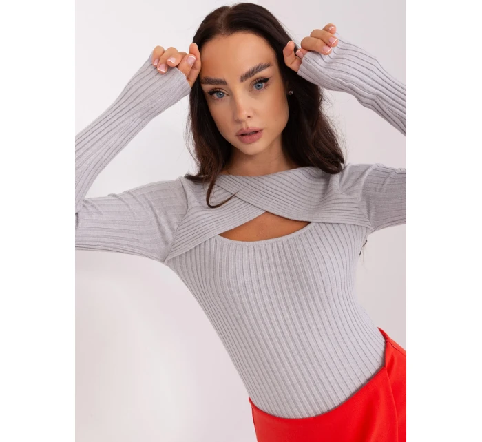 Sweter PM SW model 18959501 jasny szary - FPrice Sweter PM SW model 18959501 jasny szary - FPrice