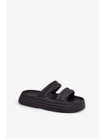 Dámske ľahké papuče na platforme S.Barski - čierne