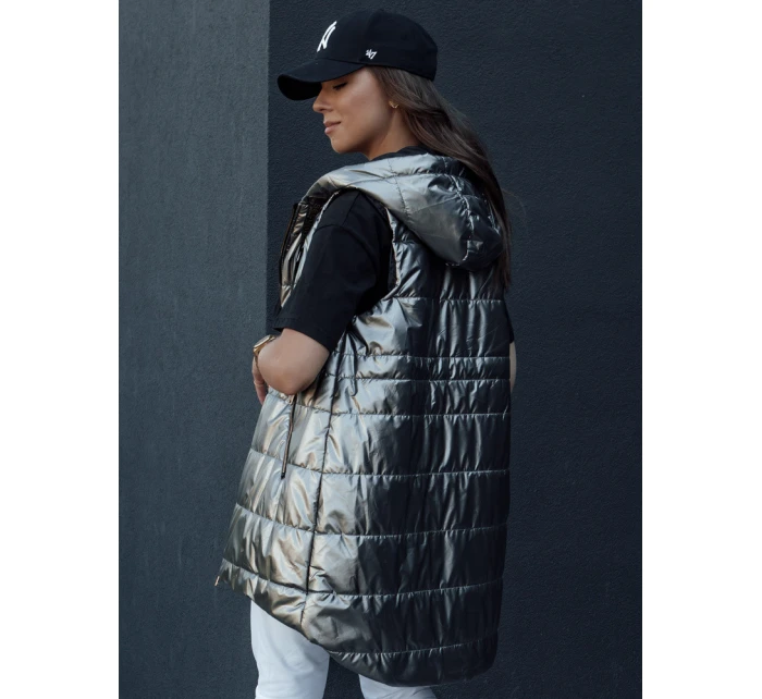 Dámska prešívaná vesta PIXIECODE tmavo šedá FashionStreet TY4437 Dámska prešívaná vesta PIXIECODE tmavo šedá FashionStreet TY4437