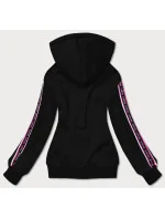 Krátká černá dámská mikina s nápisy model 17234491 - J.STYLE Krátká černá dámská mikina s nápisy model 17234491 - J.STYLE