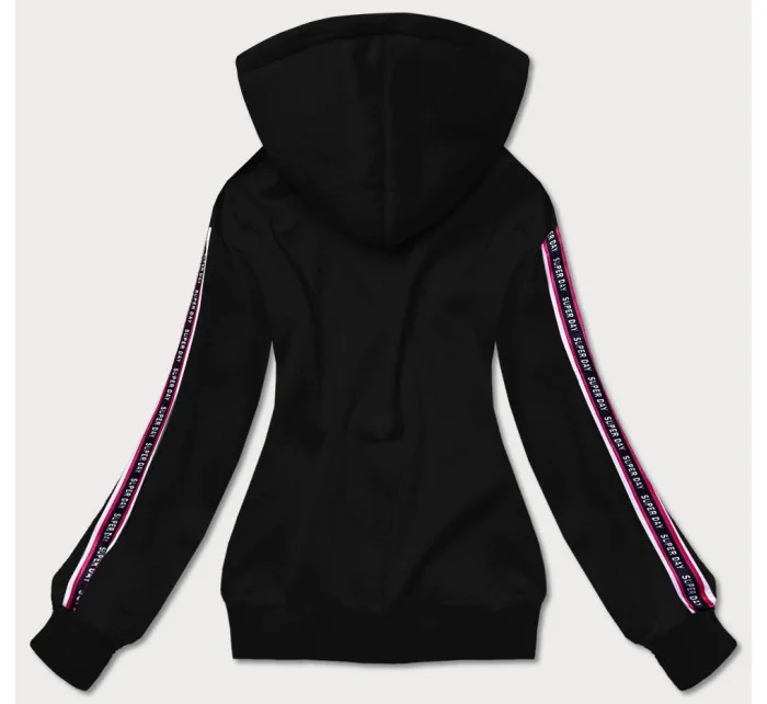 Krátká černá dámská mikina s nápisy model 17234491 - J.STYLE Krátká černá dámská mikina s nápisy model 17234491 - J.STYLE