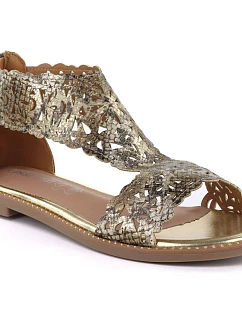 Dámske sandále z hadej kože v zlatej farbe M.Daszynski MR24148-2