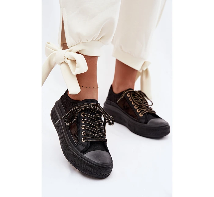 Dámské tenisky s krajkou na platformě model 22095265 Černé - Lee Cooper