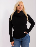Čierny dámsky plus size sveter s viskózou