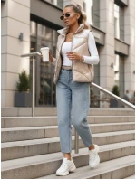 Dámska prešívaná vesta so stojačikom béžová FashionStreet TY3476