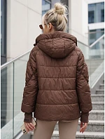 Dámská prošívaná bunda s kapucí, hnědá, FashionStreet TY5760