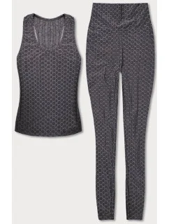 Tmavosivý športový komplet - top a legíny (YW88037-2)
