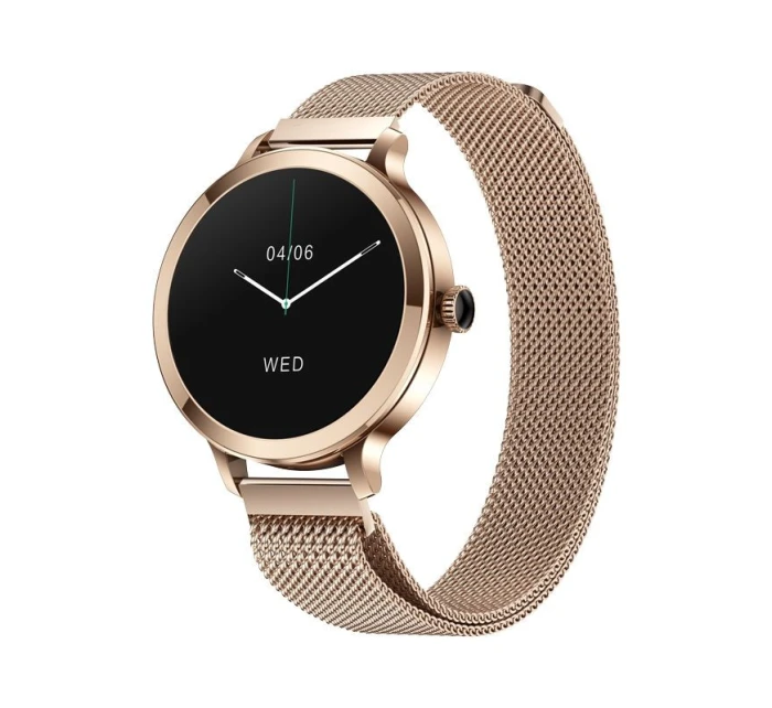 Dámské chytré hodinky model 21805567 Zlatý náramek + růžový silikonový řemínek - VELTORI Dámské chytré hodinky model 21805567 Zlatý náramek + růžový silikonový řemínek - VELTORI