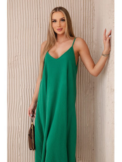Mušelínové šaty na ramínka zelený