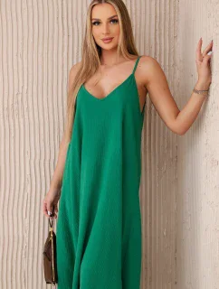 Mušelínové šaty bez ramienok zelené