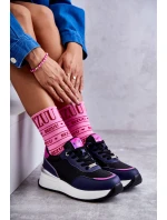 Dámská sportovní obuv na klínku model 21596635 černé a Námořnická modrá - Goe