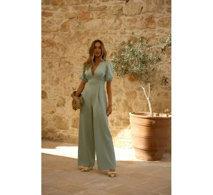 model 20970734 Kombinéza s puff rukávy mátová - Moe