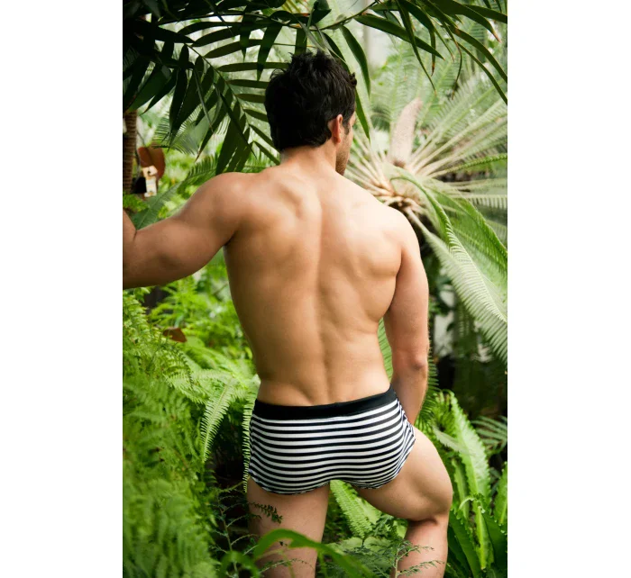 Čiernobiele pruhované plavky Sacco Belt - Alpha Male