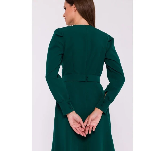 Rozšířené šaty s páskem zelené model 20774194 - STYLOVE Rozšířené šaty s páskem zelené model 20774194 - STYLOVE