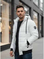 Pánská prošívaná zimní bunda s kapucí bílá Dstreet model 21993629 - FashionStreet