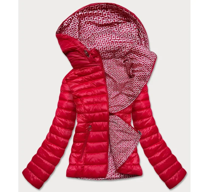 Červená obojstranná dámska prešívaná bunda (B9775-4)