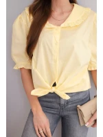 Dámská bavlněná košile s volánkem a vázáním žlutá