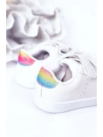 Dziecięce Tenisówki Na Rzepy Biało-Tęczowe Cute Girl