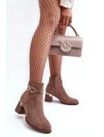 Dámské Semišové Botky Hnědé model 21638450 - Boto