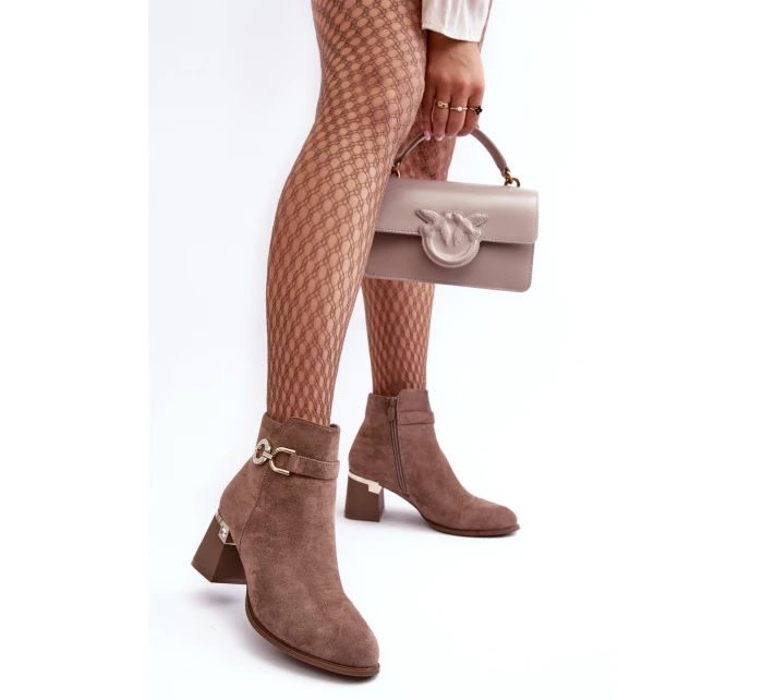 Dámské Semišové Botky Hnědé model 21638450 - Boto