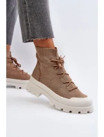 Damskie Skarpetkowe Wsuwane Botki Brązowe Solime Damskie Skarpetkowe Wsuwane Botki Brązowe Solime