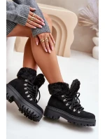 Dámské Šněrovací Boty S Kožíškem Černé model 21679564 - Boto Dámské Šněrovací Boty S Kožíškem Černé model 21679564 - Boto