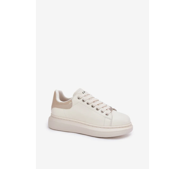 Kožené Dámské Tenisky Na Platformě Béžové model 21691425 - Goe