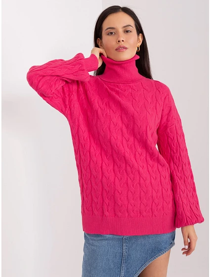 Sweter AT SW model 19034247 fuksjowy - FPrice Sweter AT SW model 19034247 fuksjowy - FPrice