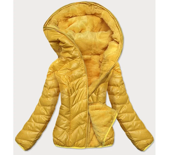 Žlutá krátká oboustranná dámská bunda pro přechodné období model 16201708 - MONTE CERVINO Žlutá krátká oboustranná dámská bunda pro přechodné období model 16201708 - MONTE CERVINO