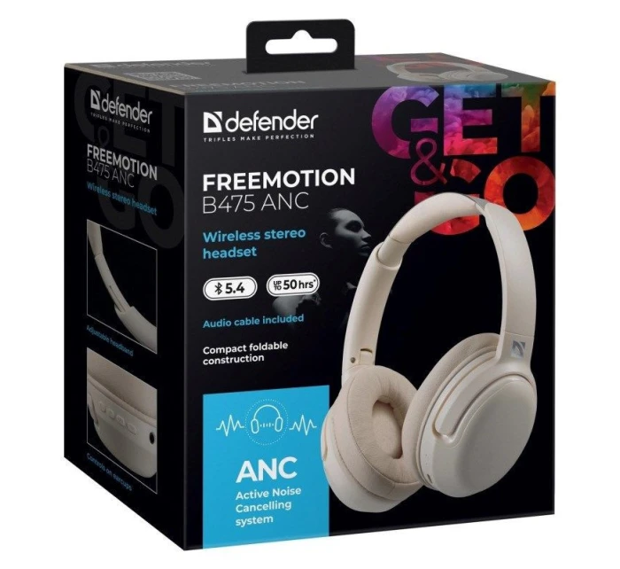 DEFENDER BLUETOOTH SLÚCHADLÁ DO UŠÍ FREEMOTION B475 ANC BEIGE 63475
