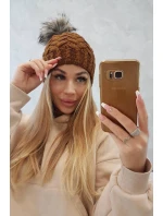 Fleecová čepice Daria model 18750089 světle hnědá - K-Fashion Fleecová čepice Daria model 18750089 světle hnědá - K-Fashion