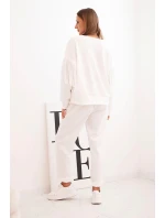 Dámsky set s maslovými rukávmi a strapcami ecru