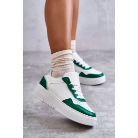 Dámské nízké sportovní boty na platformě bílé a zelené model 21596033 - Boto